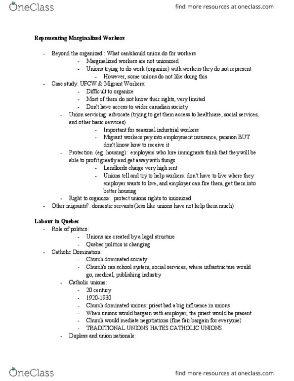 LABRST 2A03 Lecture Notes - Lecture 7: Unemployment Benefits, Jean Lesage, René Lévesque thumbnail