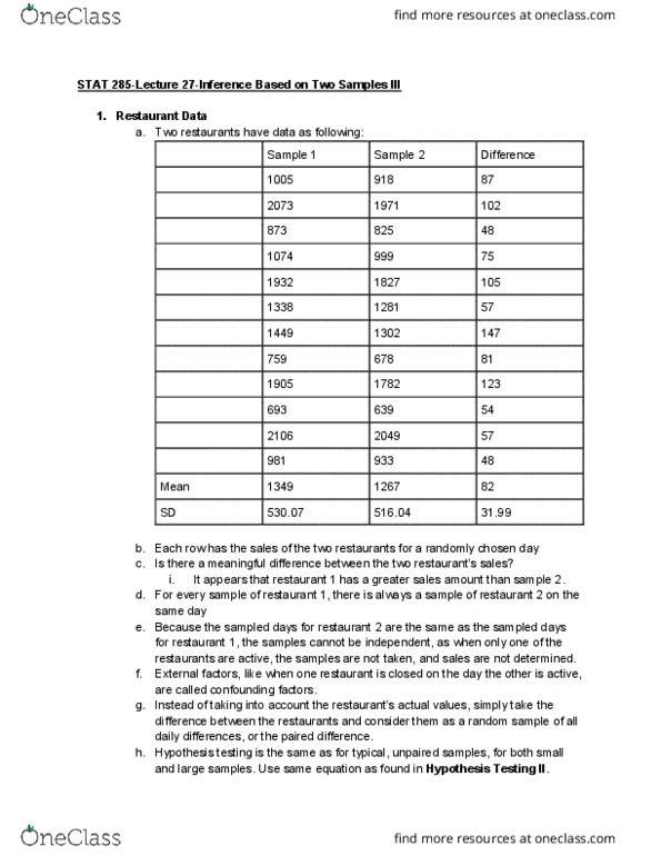 01:960:285 Lecture Notes - Lecture 27: Statistical Hypothesis Testing, Summary Statistics, Confidence Interval thumbnail