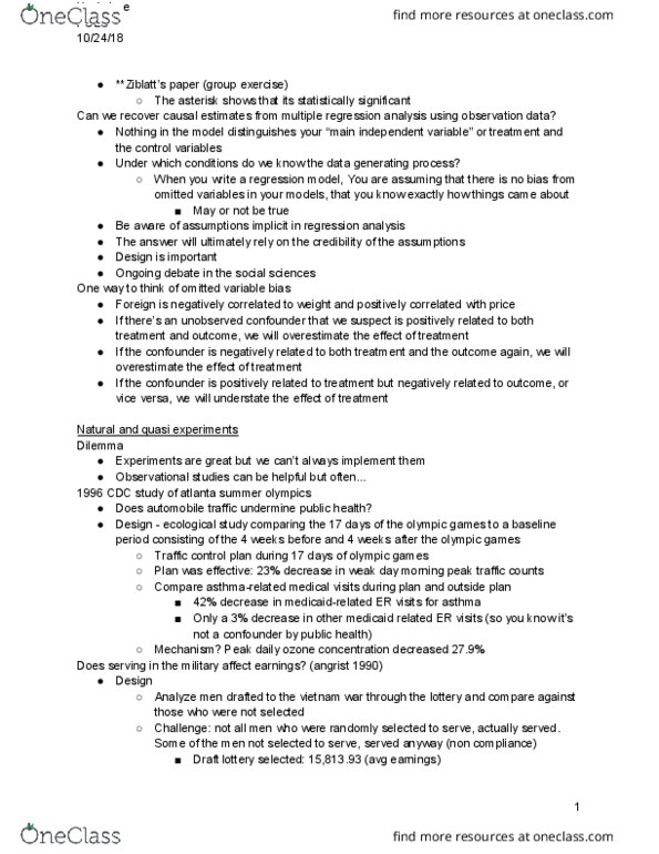 POLS 208 Lecture Notes - Lecture 13: Data Collection, Natural Experiment, Medicaid thumbnail