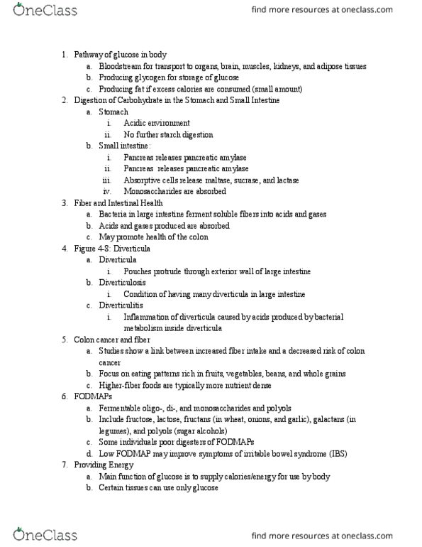 NUTR 132 Lecture Notes - Lecture 4: Irritable Bowel Syndrome, Fodmap, Diverticulum thumbnail