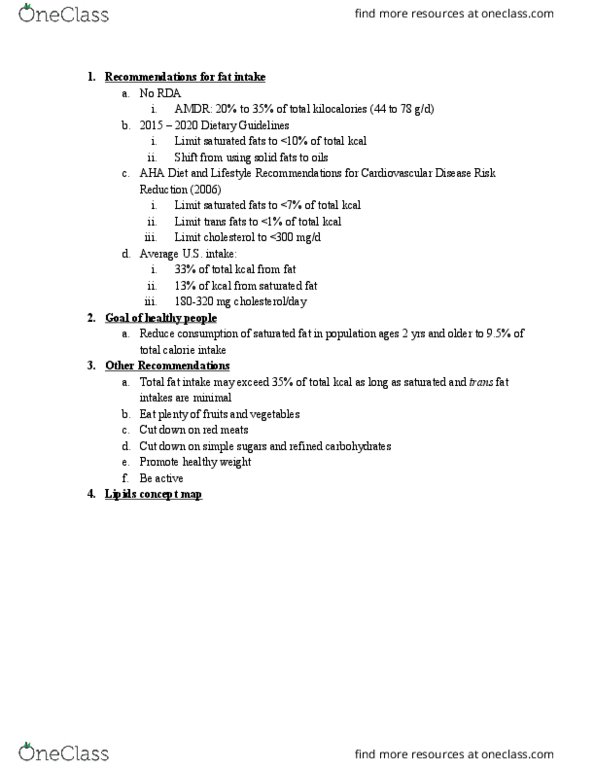 NUTR 132 Lecture Notes - Lecture 5: Saturated Fat, Trans Fat, Concept Map thumbnail