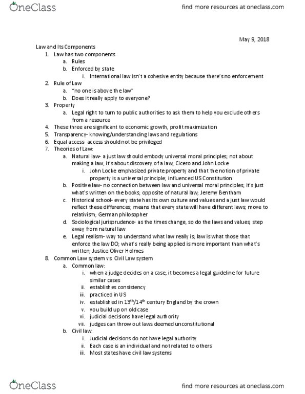 LEGL 2700 Lecture Notes - Lecture 14: Jeremy Bentham, Legal Realism, Positive Law thumbnail