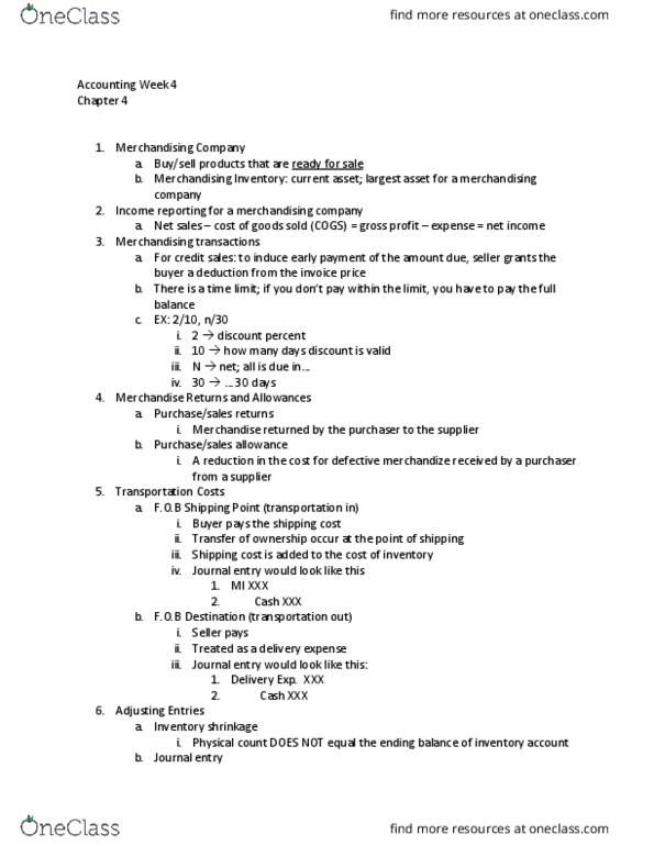 ACCT 2101 Lecture Notes - Lecture 4: Current Asset, Balance Sheet, Income Statement thumbnail