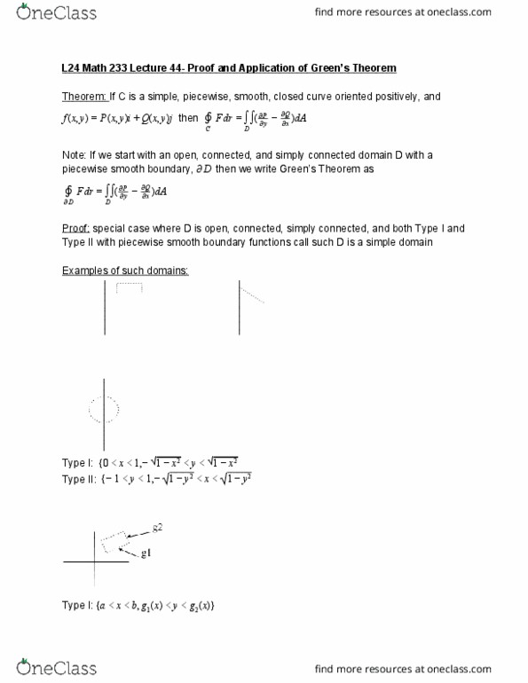 L24 Math 233 Lecture Notes - Lecture 44: Piecewise, Simply Connected Space, Curve cover image