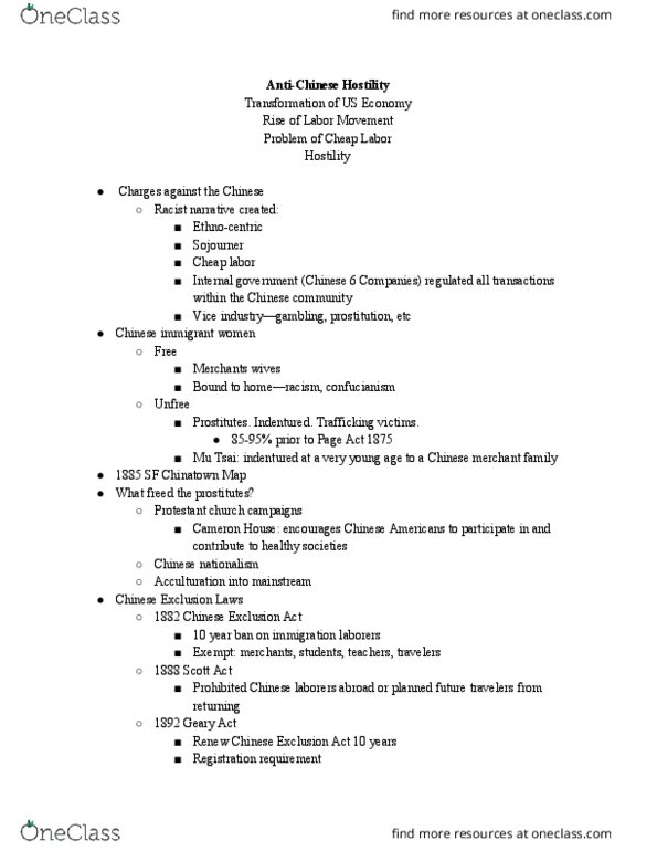 ASAMST 20A Lecture Notes - Lecture 6: Geary Act, Cockstock Incident, Page Act Of 1875 thumbnail