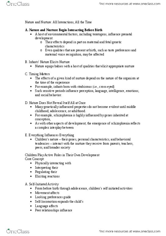 PSYC 302 Lecture Notes - Developmental Psychology, Strabismus, Prenatal Development thumbnail