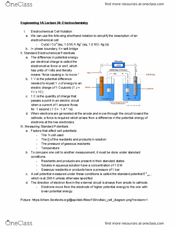 ENGR 1A Lecture Notes - Lecture 30: Electromotive Force, Electrochemical Cell, Electrical Network thumbnail