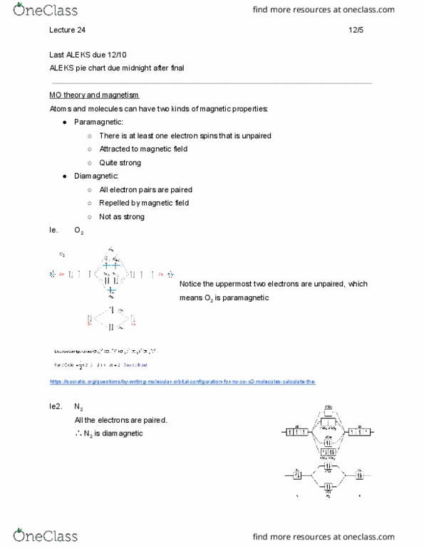 CHEM 1A Lecture Notes - Lecture 24: Pie Chart, Diamagnetism, Paramagnetism thumbnail