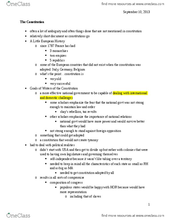 CAS PO 141 Lecture Notes - The Federalist Papers, Constitution Of The United Kingdom, Seta thumbnail