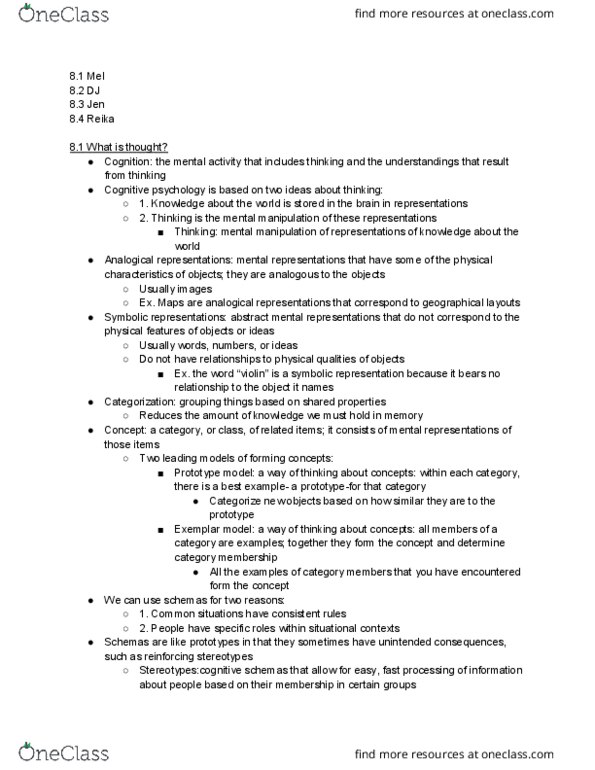 PSY 1 Chapter Notes - Chapter 8: Cognitive Psychology, Linguistic Relativity, Dyslexia thumbnail