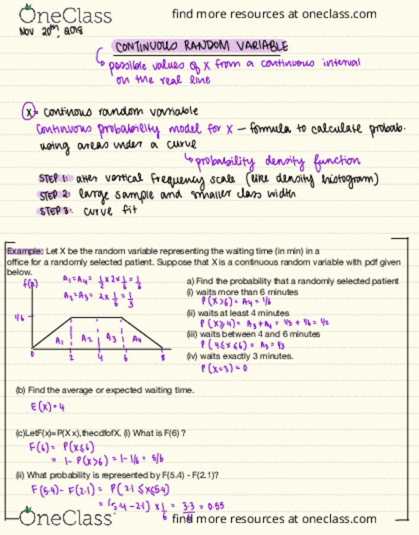 MATH 2233 Lecture Notes - Lecture 18: Probability Distribution, Random Variable, European Route E6 thumbnail