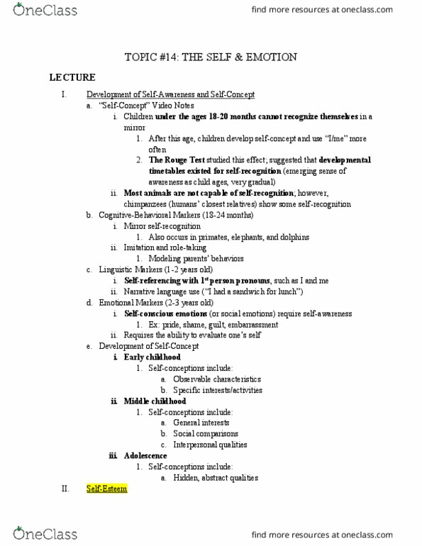 PSC 162 Lecture Notes - Lecture 14: Social Emotions, Animism thumbnail