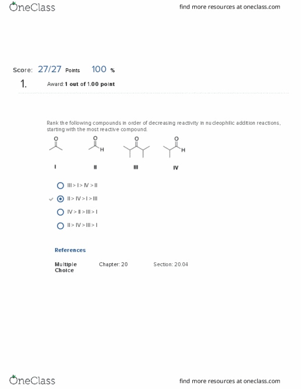 CHEM 273 Chapter Notes - Chapter 20: Nucleophilic Addition, Ketone, Protecting Group thumbnail