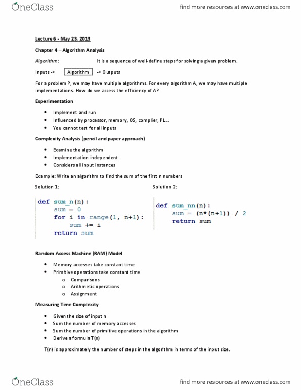 CS234 Lecture Notes - Random-Access Machine, Ais People, Polynomial thumbnail