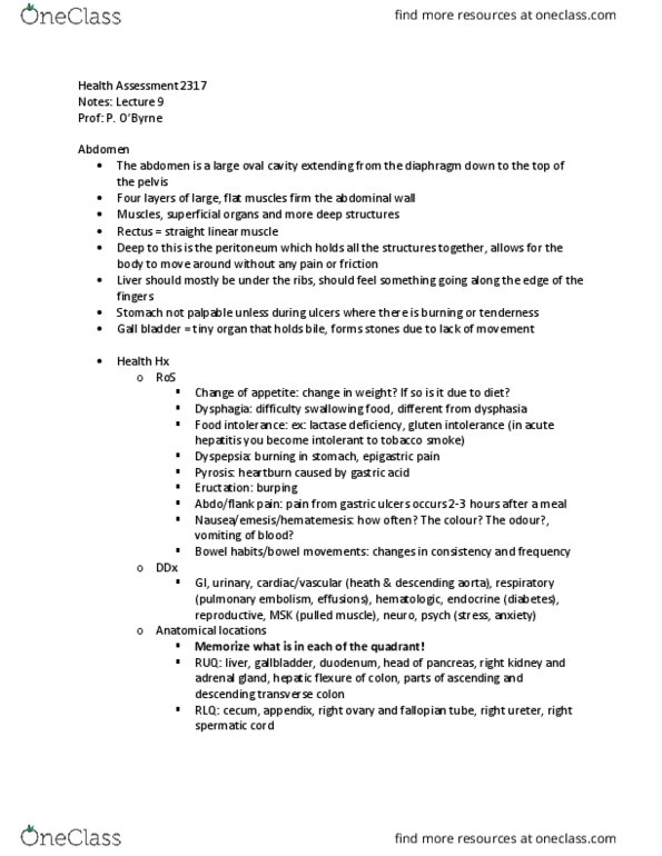 NSG 2317 Lecture Notes - Lecture 9: Gluten-Related Disorders, Spermatic Cord, Descending Aorta thumbnail