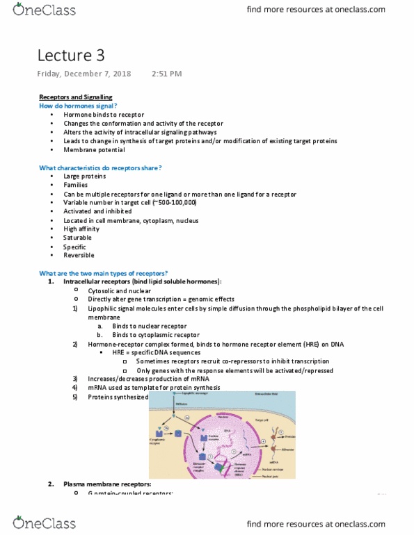 PSL300H1 Lecture Notes - Lecture 3: Adenylyl Cyclase, Lipid Bilayer, Nuclear Receptor thumbnail