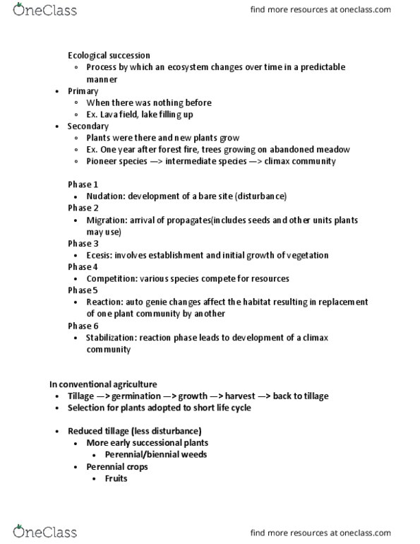 ENVS 3210 Lecture Notes - Lecture 14: Climax Community, Lava Field, Tillage thumbnail