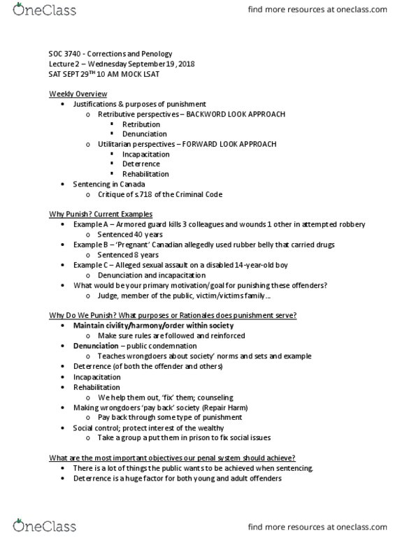 SOC 3740 Lecture Notes - Lecture 2: Law School Admission Test, Forward Look, Social Control thumbnail