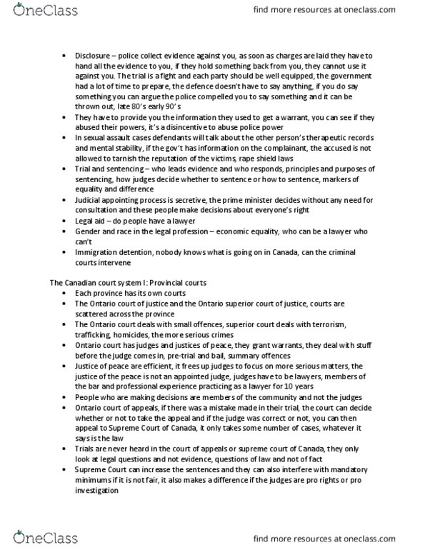 CRM 308 Lecture Notes - Lecture 2: Immigration Detention, Summary Offence, Legal Aid thumbnail