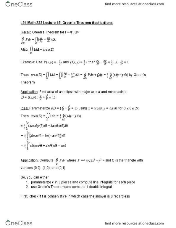 L24 Math 233 Lecture Notes - Lecture 45: Nissan L Engine, Multiple Integral, Ellipse thumbnail