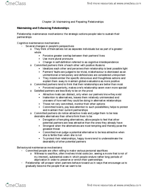 PSYCH354 Chapter Notes - Chapter 14: Preventive Maintenance, Positive Illusions, Wiki thumbnail