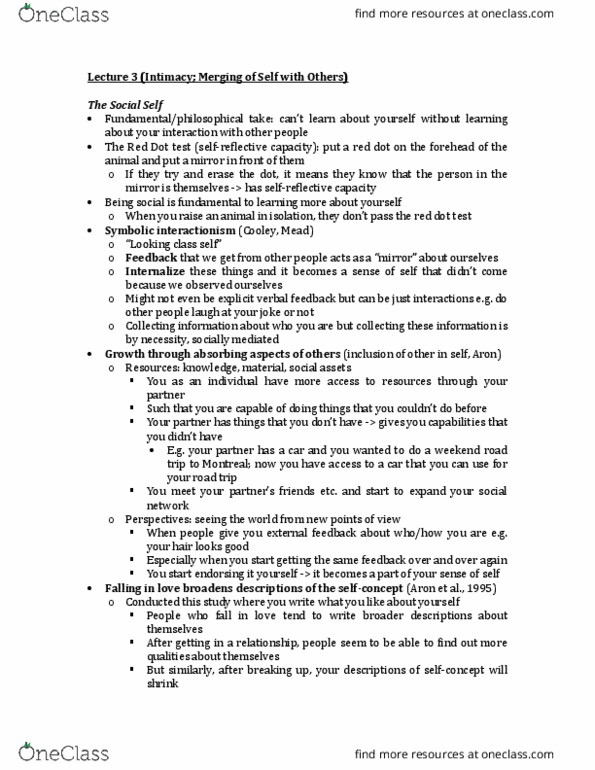 PSY424H1 Lecture Notes - Lecture 3: The Red Dot, Symbolic Interactionism, Extraversion And Introversion thumbnail