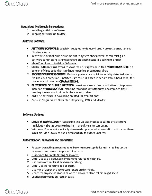 BTM 200 Lecture Notes - Lecture 12: Antivirus Software, Computer Virus, Symantec thumbnail