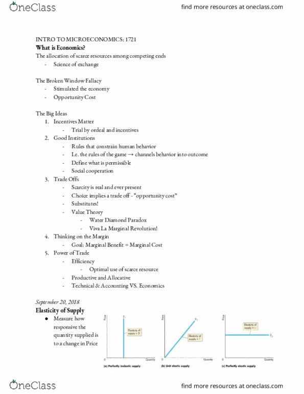 ECON-E 201 Lecture Notes - Lecture 1: Opportunity Cost, Fallacy cover image