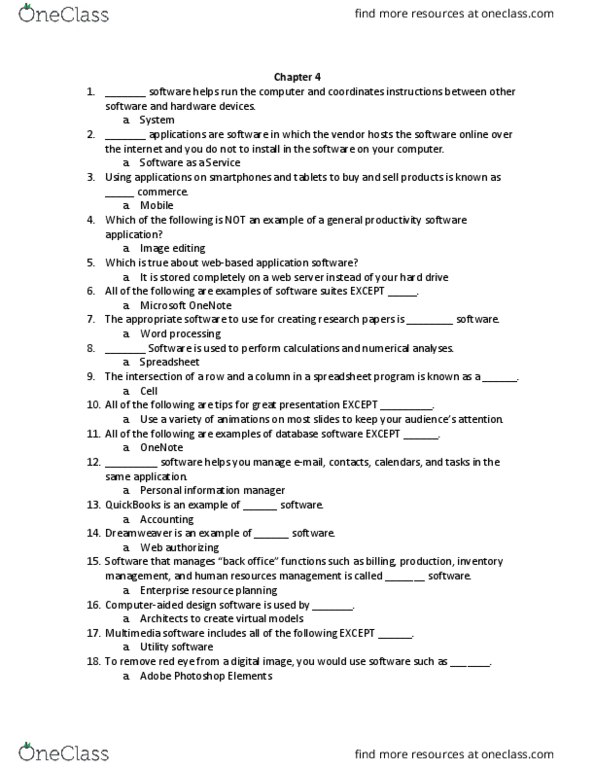 CIS 1000 Study Guide - Fall 2018, Quiz - Enterprise Resource Planning ...