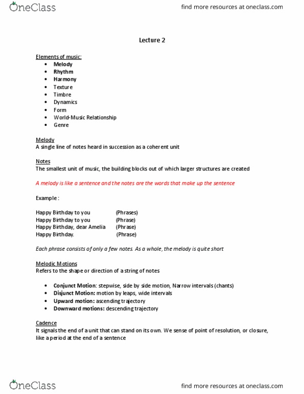 MUSIC 1A03 Lecture Notes - Lecture 2: Duple Coachbuilders thumbnail