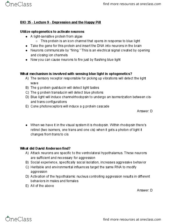 BIO SCI 35 Lecture Notes - Lecture 9: Gustducin, Optogenetics, Transducin thumbnail