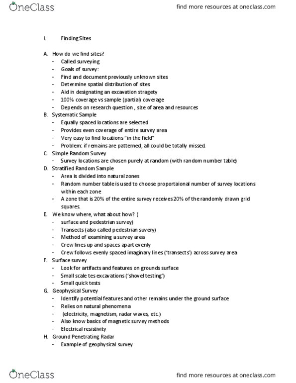 ANTH 210 Lecture Notes - Lecture 19: Random Number Table, Ground-Penetrating Radar, Satellite Imagery thumbnail