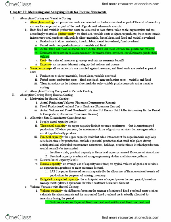 ACCY 307 Chapter Notes - Chapter 17: Expense, Income Statement thumbnail