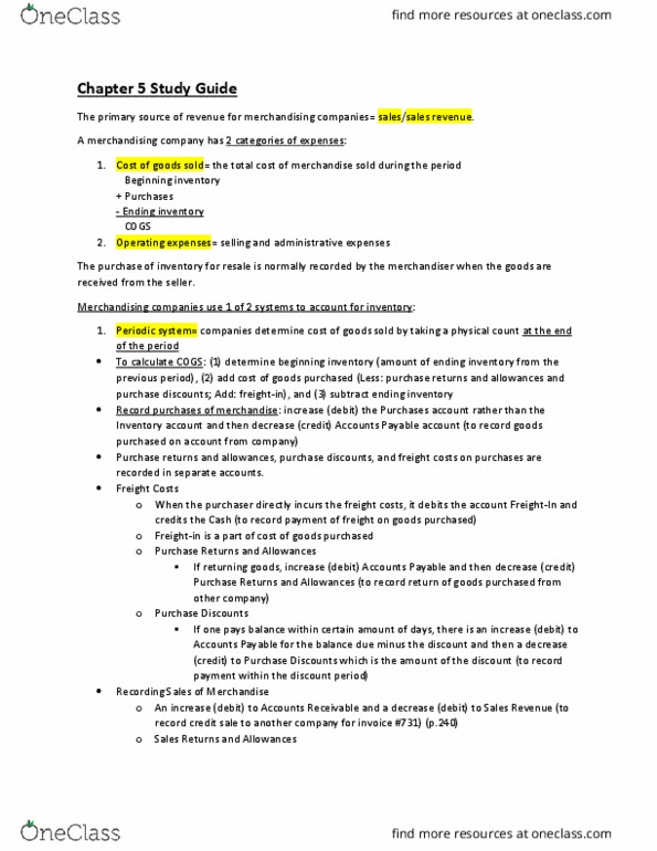 ACCY 206 Chapter Notes - Chapter 5: Accounts Payable, Operating Expense thumbnail