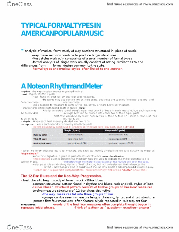 MUSC 2150 Lecture Notes - Simple Verse, Thirty-Two-Bar Form, Rock Records thumbnail