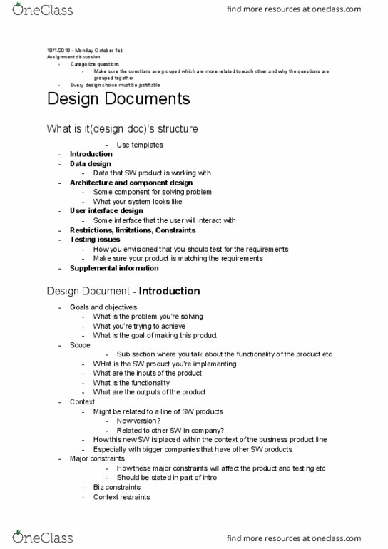 CIS 1250 Lecture Notes - Lecture 8: User Interface Design, User Interface, Requirements Traceability thumbnail