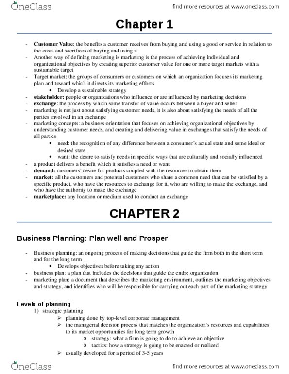 BUS 343 Chapter Notes - Chapter all: Marketing Mix, Data Mining, Decision Support System thumbnail