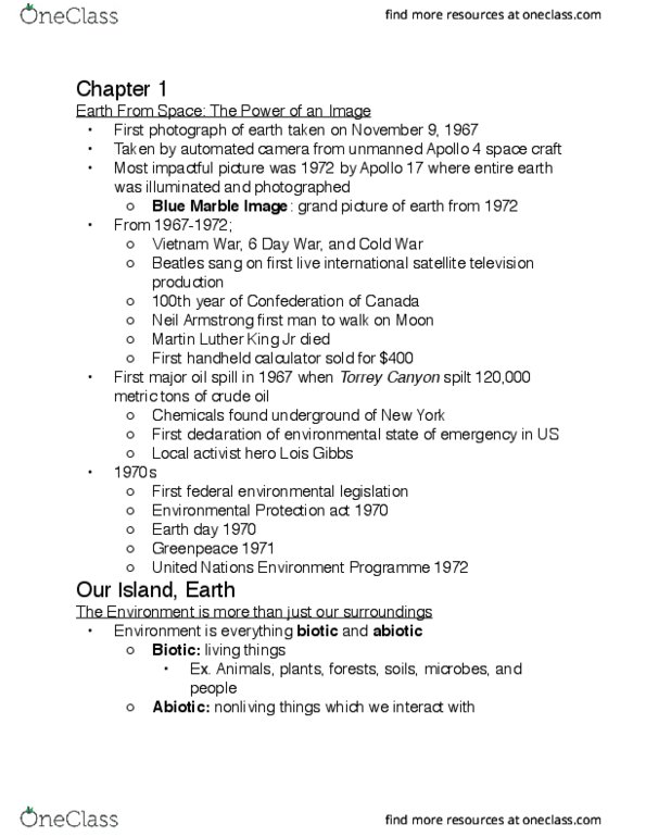 EESA01H3 Chapter Notes - Chapter 1: United Nations Environment Programme, Six-Day War, Lois Gibbs thumbnail