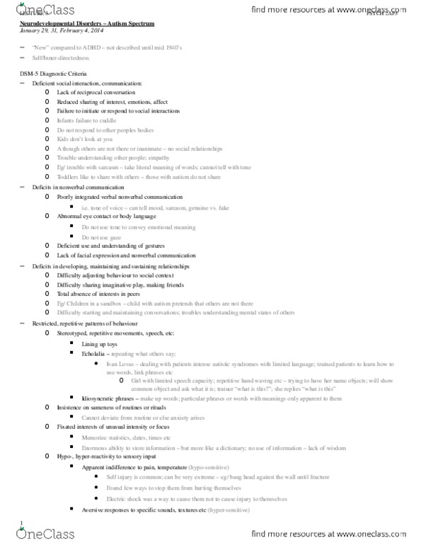 PSYCH 2AP3 Lecture Notes - Lecture 3: Dysdiadochokinesia, Etiology, Dsm-5 thumbnail