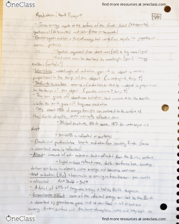 GEOG 040 Lecture 4 Radiation & Heat Transport OneClass