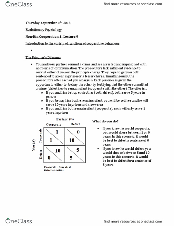 PSYC 3100 Lecture Notes - Lecture 9: Evolutionarily Stable Strategy, Indirection thumbnail