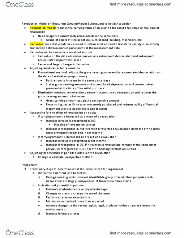 AFM291 Chapter Notes - Chapter 10: Book Value, Impaired Asset, Income Statement thumbnail