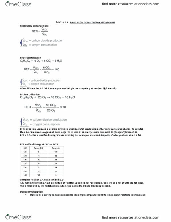 Kinesiology 3339A/B Lecture Notes - Lecture 2: Resting Metabolic Rate, Exercise Intensity, Digestion thumbnail