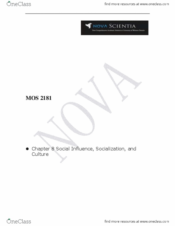 Management and Organizational Studies 2181A/B Chapter Notes - Chapter 8: Organizational Identification, Morale, Organizational Commitment thumbnail