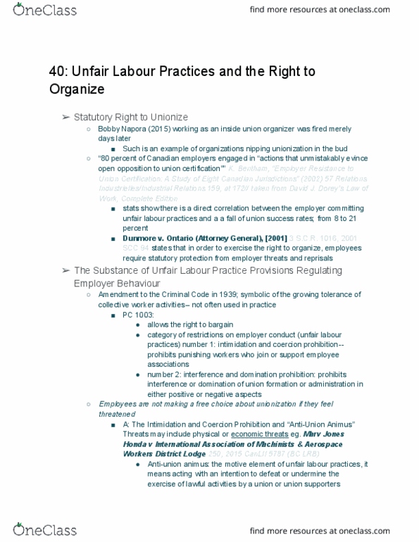 LAW 529 Chapter Notes - Chapter 40: Labor Management Relations Act Of 1947, Canlii, Seaspan Ulc thumbnail