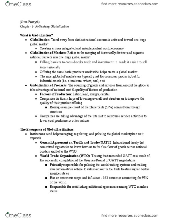IBUS-300 Lecture Notes - Lecture 1: Uruguay Round, General Agreement On Tariffs And Trade, Treaty thumbnail