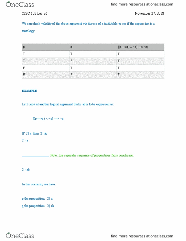 CISC 102 Lecture Notes - Lecture 36: Complex Instruction Set Computing, Propositional Function thumbnail