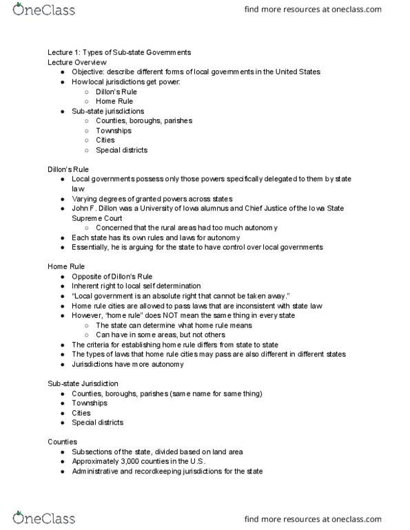 POLI 3110 Lecture Notes - Lecture 4: Scientific Management, William M. Tweed, Political Machine thumbnail