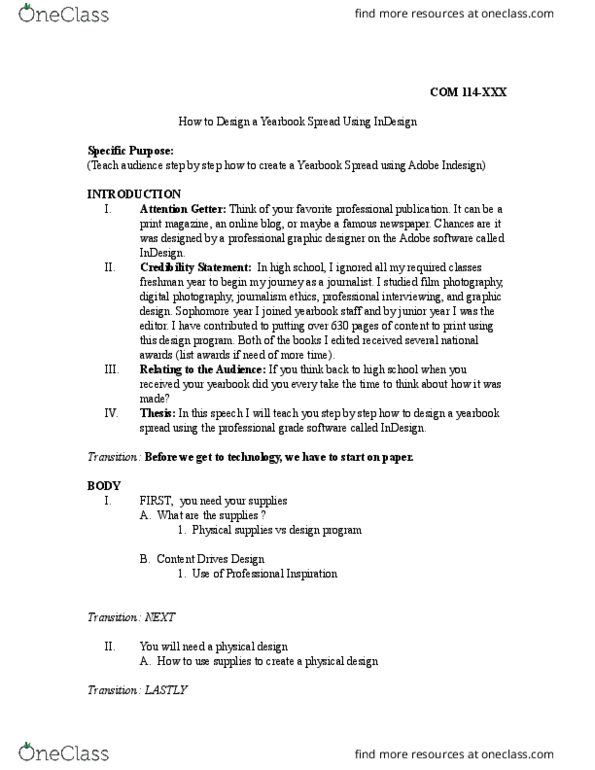 COM 11400 Lecture Notes - Lecture 6: Digital Photography, Adobe Indesign thumbnail