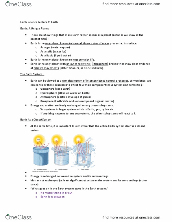 Earth Sciences 1022A/B Lecture Notes - Lecture 1: Geosphere, Hydrosphere, Infinite Mass thumbnail